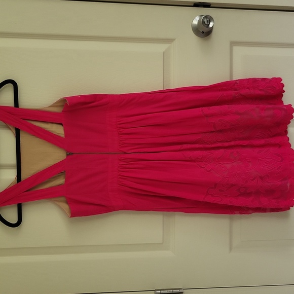 Moulinette Soeurs 'Rhododendron' Hot Pink A-line Cotton Lace Sundress, Size 6 - Picture 6 of 7